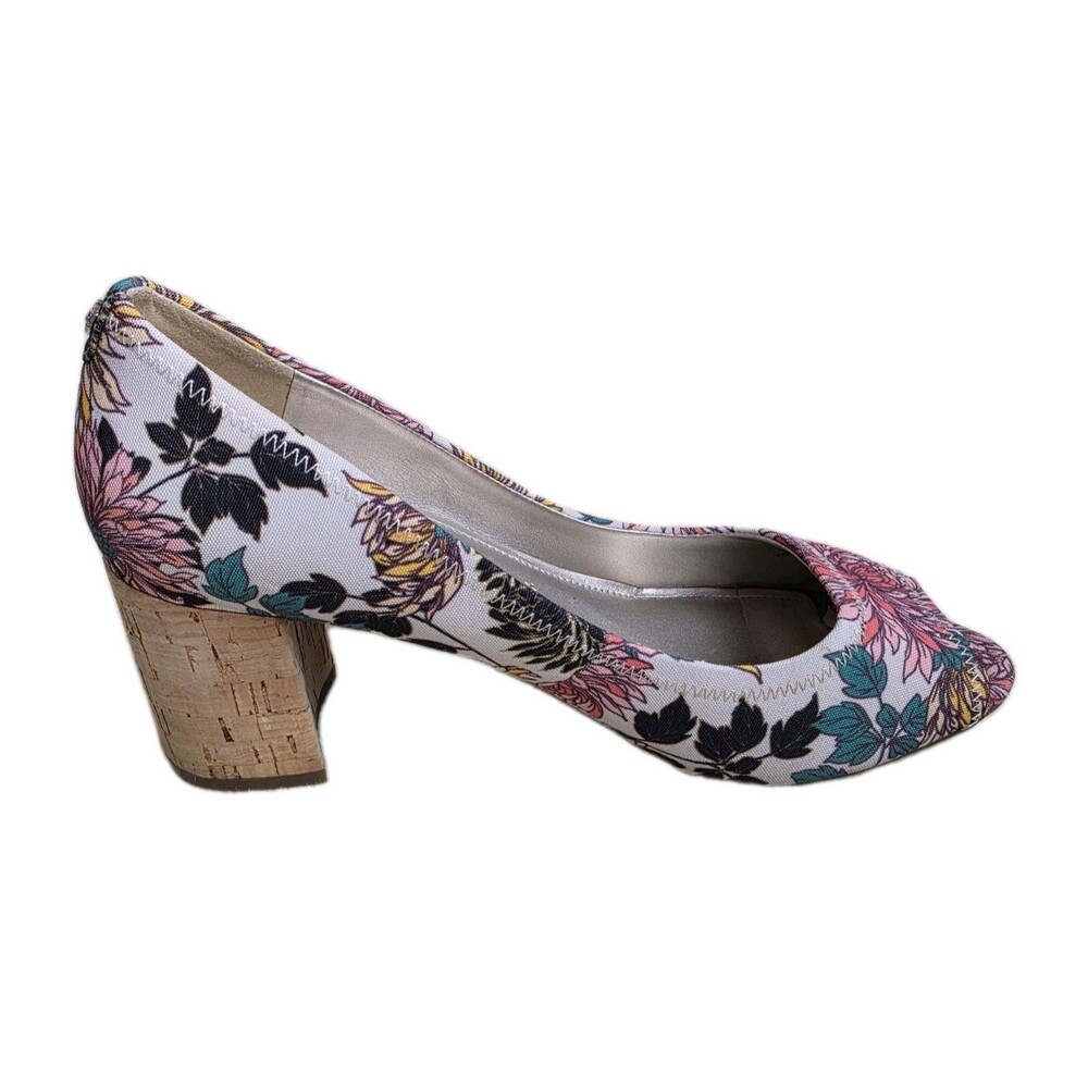 Anne Klein Heels Womens 9.5M Meredith Floral Fabric Slip On Peep Toe Shoes - Picture 6 of 10